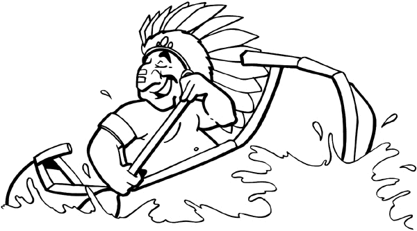 American Indian in a canoe vinyl sticker. Customize on line. People Religions Countries 070-0384